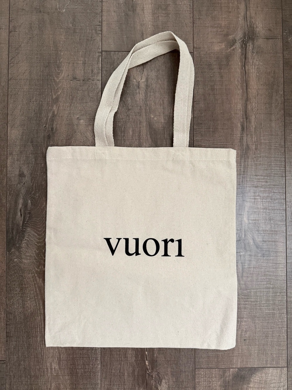 Vuori Beige Canvas Tote with Black Logo